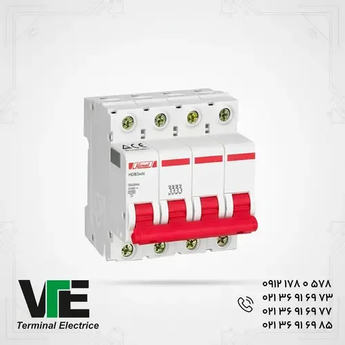 کلید مینیاتوری HIMEL مدل HDB3WN4B20، چهارپل ۲۰ آمپر تیپ B
