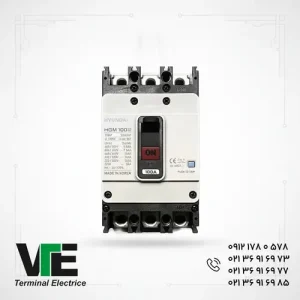 تصویر کلید اتوماتیک هیوندای HGM100E سه فاز ۵۰ آمپر فریم کوچک