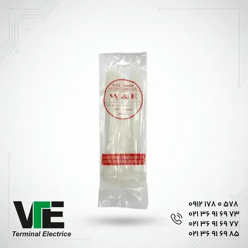 بست کمربندی پلاستیکی سایز ۲۵۰×۳٫۶ میلیمتر بسته ۱۰۰ عددی