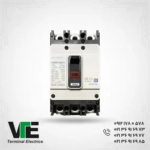 تصویر کلید اتوماتیک هیوندای HGM100E سه فاز ۷۵ آمپر فریم کوچک