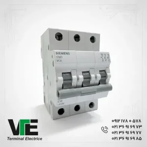 تصویر کلید مینیاتوری Siemens SINOPLUS مدل 5TJ6310-7، سهپل ۱۰ آمپر تیپ C
