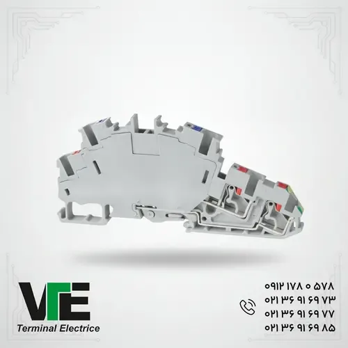 ترمینال فشاری سه‌طبقه ارت‌دار سایز 2.5 مدل RT/PG2.5-3L0E5 برند رعد