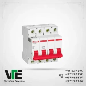 تصویر کلید مینیاتوری HIMEL مدل HDB3WN4B25، چهارپل ۲۵ آمپر تیپ B