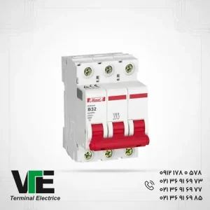 تصویر کلید مینیاتوری HIMEL مدل HDB3WN3B32، سه‌پل ۳۲ آمپر تیپ B
