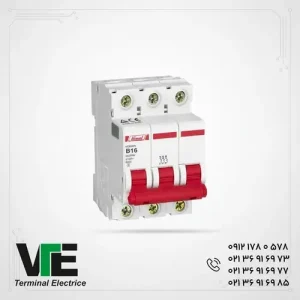 تصویر کلید مینیاتوری HIMEL مدل HDB3WN3B16، سه‌پل ۱۶ آمپر تیپ B